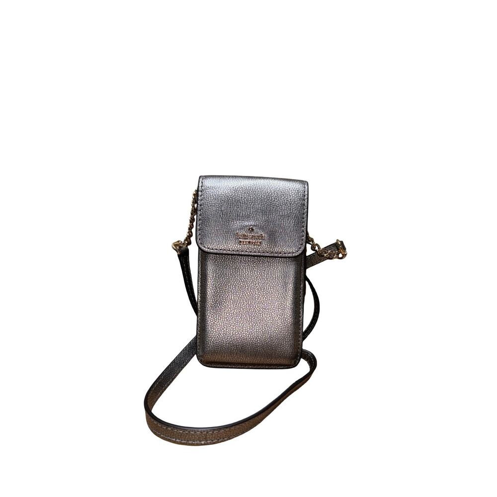 Kate Spade Patterson Drive North South Phone Crossbody Bag in Silver Leather